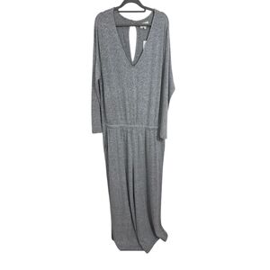 NWT Lou & Grey Signature Soft Jumpsuit Long Sleeve V Neck XL Comfy Soft Gray